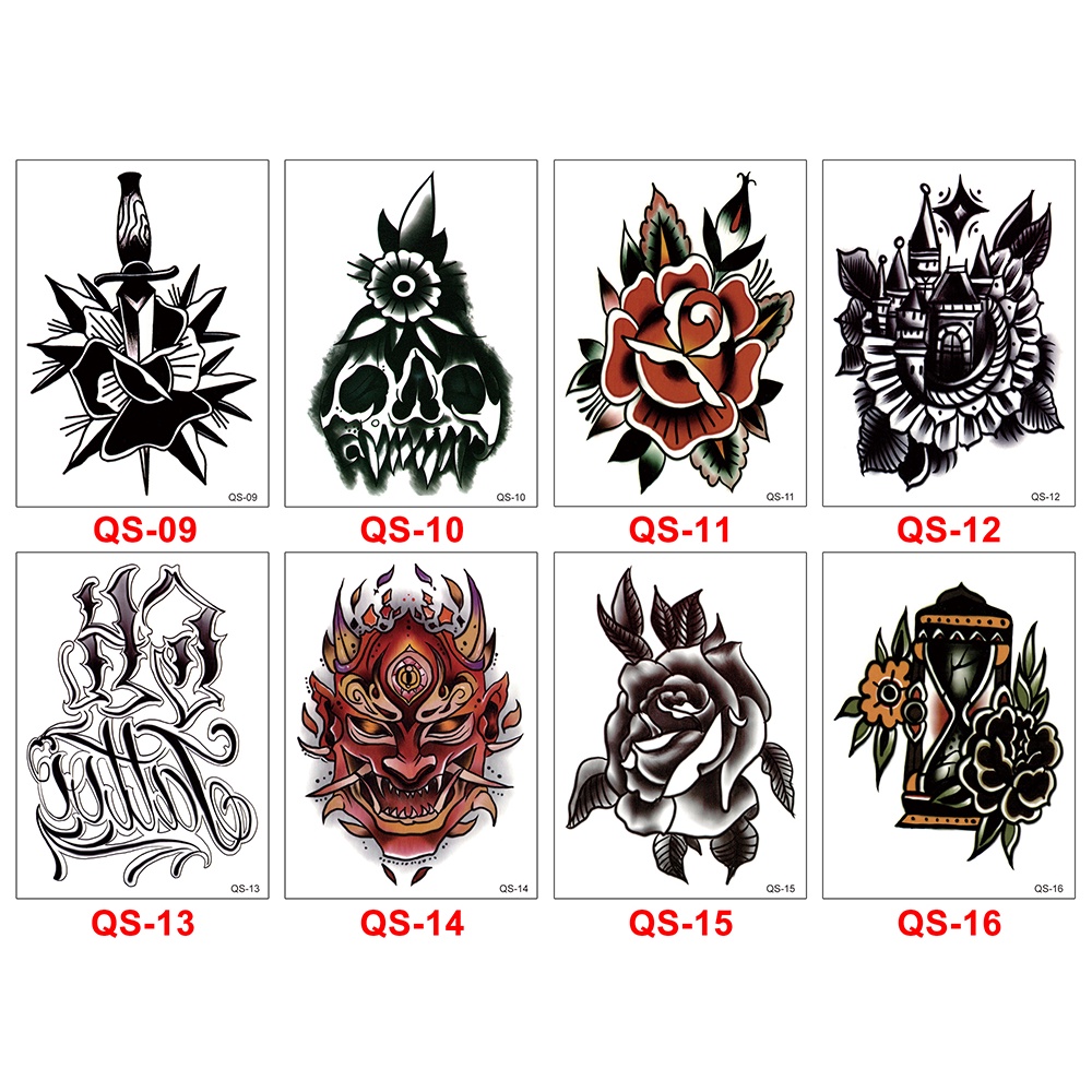 tato temporer ukuran tangan 8X11CM MODEL GS 1-40 temporary tattoo 1-7 hari tatoo fashion tatto joker tengkorak iblis bunga
