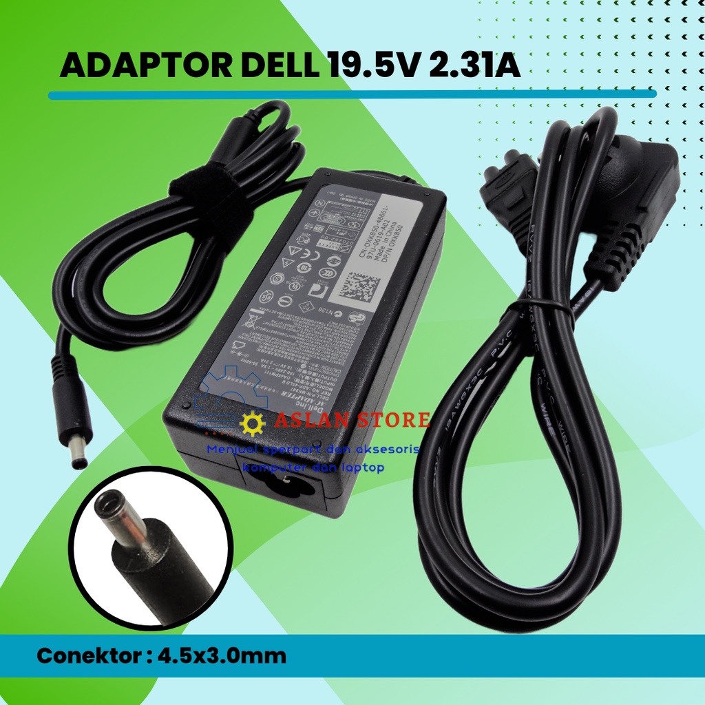 Adaptor Charger Dell 19.5V 2.31A 45W 4.5*3.0MM WITH PIN FOR DELL XPS 12 XPS 13 ULTRABOOK, XPS L321X