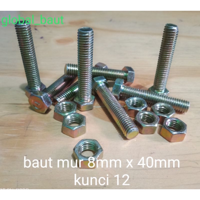 baut mur 8mm x 40mm kunci 12