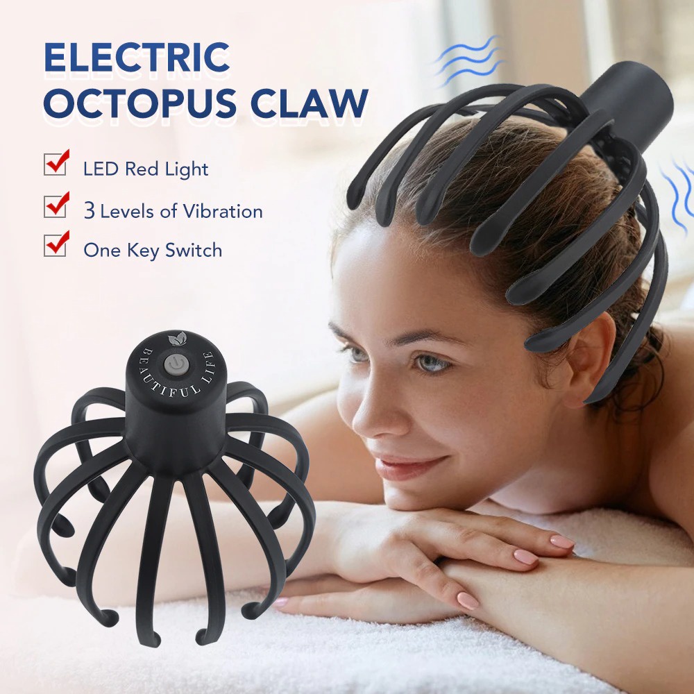 Alat Pijat Kepala Elektrik Octopus Claw Scalp Massager 3 Gears - 1806 - Black