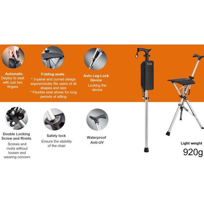 Tongkat Duduk Tongkat Kursi Lipat Tada