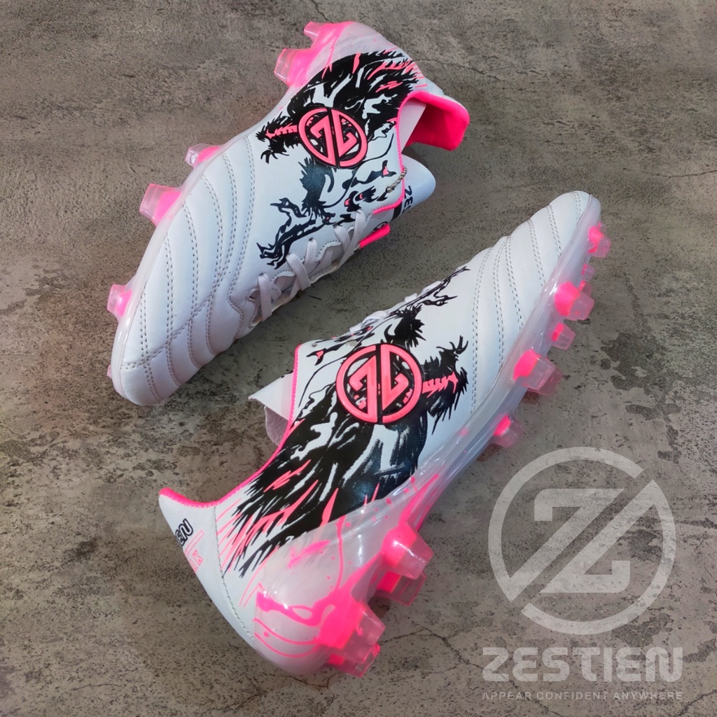 Sepatu Bola Zestien Draak Premium White Pink SNZD05