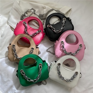 Mini Chain Decor Saddle Bag Crossbody Bag Handbag 10016