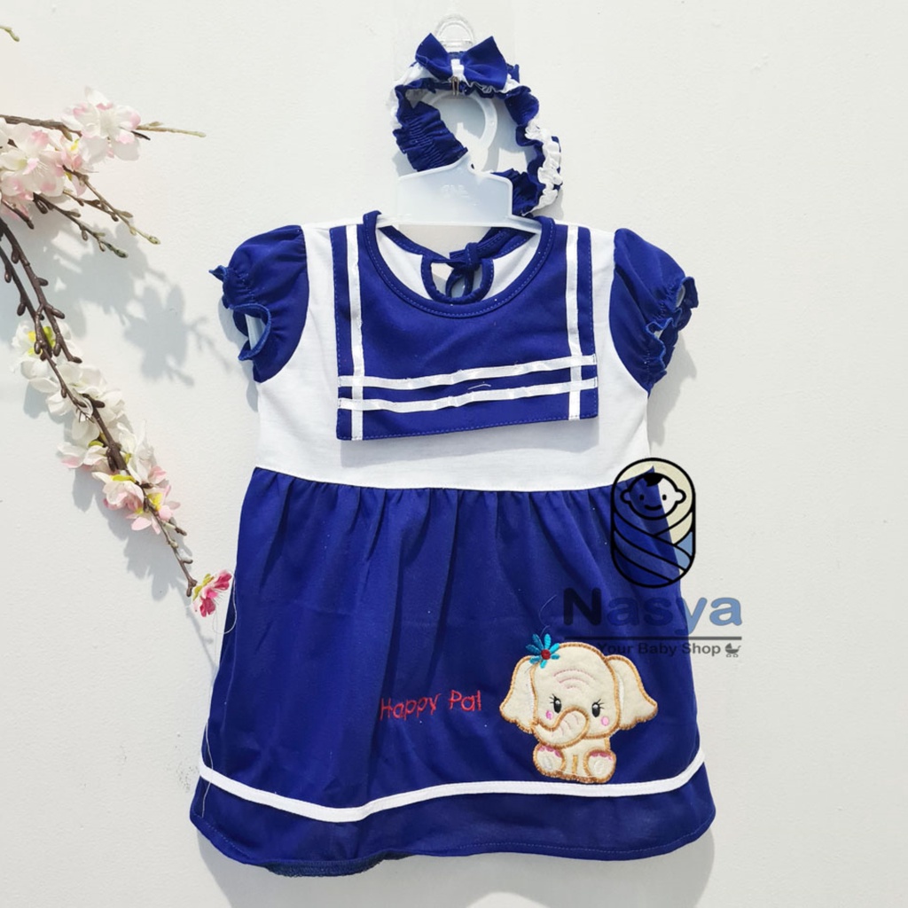 [P-067A] Dress Bayi (0-6 bulan) Bayi Perempuan Motif Karakter gajah