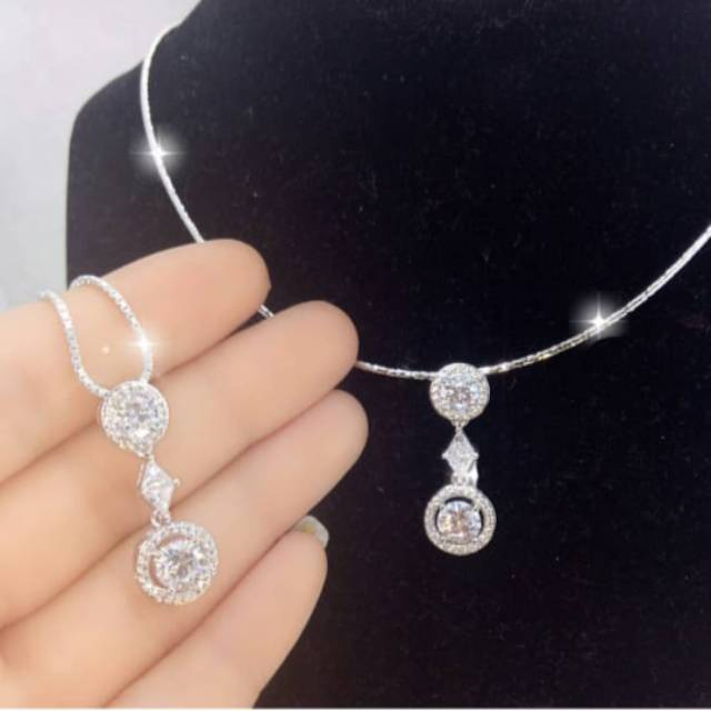Matlaine - Kalung Wanita Solitaire Model Lupis Silver Gold Korea Titanium Xuping Anti Karat Anti Ale