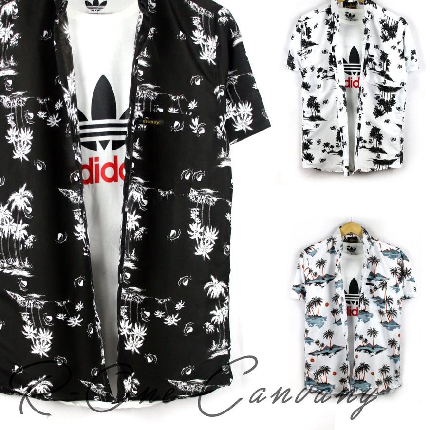 Restock Kemeja Pria Lengan Pendek Surfing Flava dan RVCA Motif Bunga Kemeja Pantai Santai Best Selle