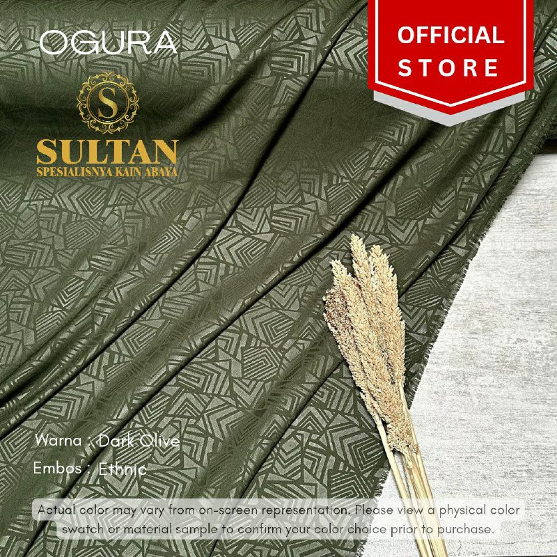 50CM EMBOS ETHNIC OGURA DARK OLIVE KAIN ABAYA SULTAN