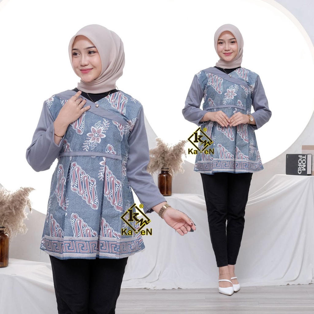 Baju Batik Wanita Modern Atasan Blouse Batik Kerja Wanita Kantor