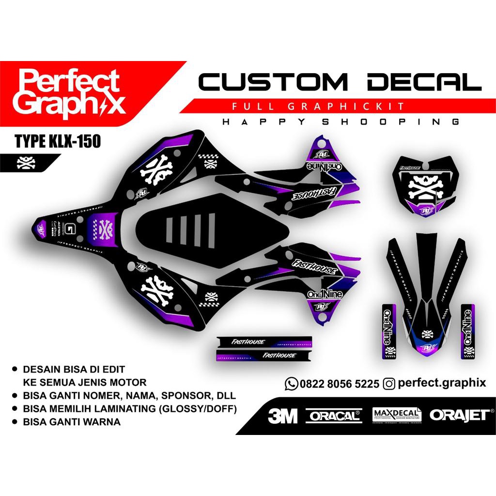 DECAL KLX GORDON HITAM DECAL GORDON FULL BODY DECAL GORDON SUPERMOTO DECAL KLX SUPERMOTO DECAL SUPER