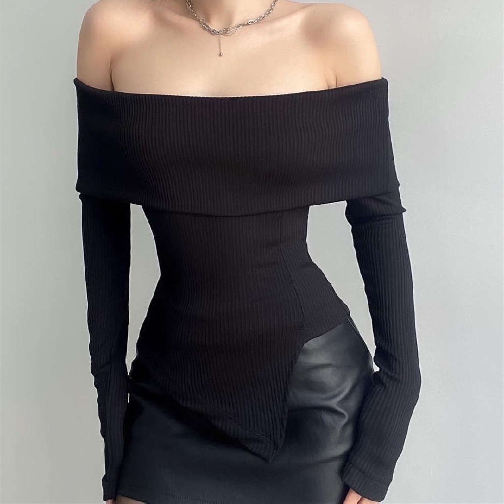 【AMY J】Shoulder Showing Off The Shoulder Longsleeved Top 7566