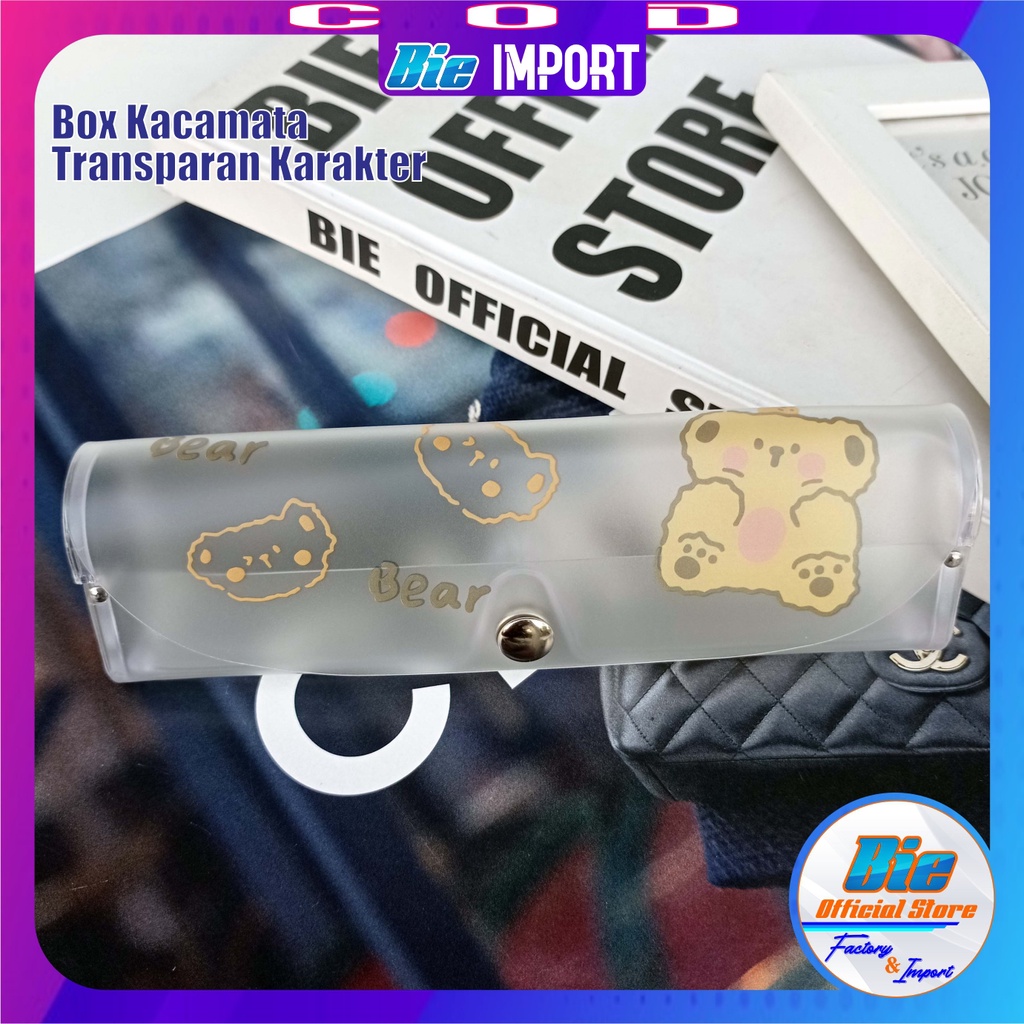 Box Kacamata Transparan Karakter Cute / Tempat Kacamata Impor Best Seller