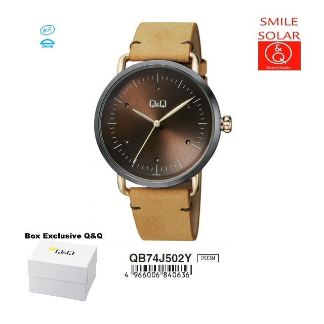 Jam Tangan Pria Classic Casual Kulit Leather Analog Original Q&amp;Q QnQ QQ QB74 QB74J Series