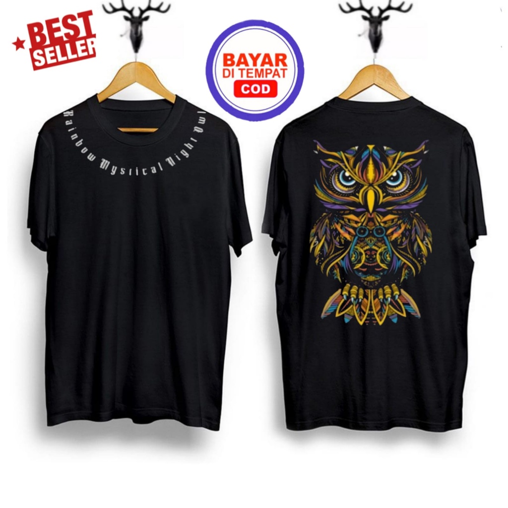 COD TERBARU KAOS T-SHIRT PRIA LENGAN PENDEK KAOS BERGAMAR BURUNG HANTU TRENDY BAJU DISTRO ATASAN DEW