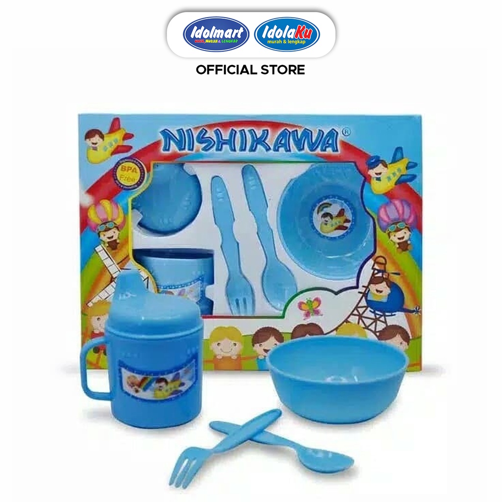 IDOLMART Nishikawa Feeding Set Alat Perlengkapan Makan Bayi Kado Lahiran Bayi Tempat Makan Bayi Surabaya