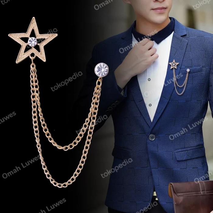Pin Jas Collar Lapel Pin Bros Jas Motif Bintang - Aksesoris Pin Jas Blazer