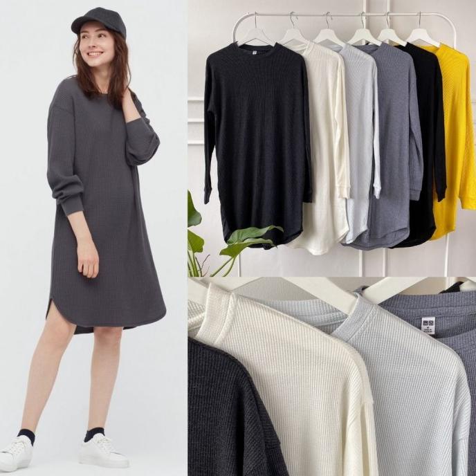 UNIQlo Waffle Knit Tunic Dress - Dress Wanita Casual sisa export