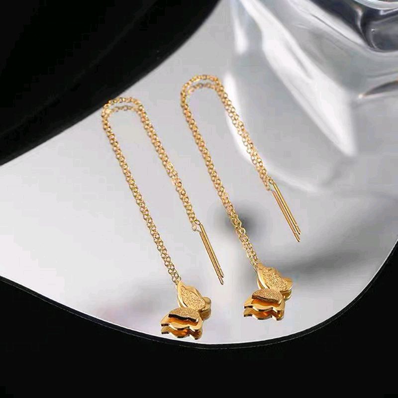 Anting Titanium Kupu Kupu Jurai Panjang Lapis Emas 18k gold1630