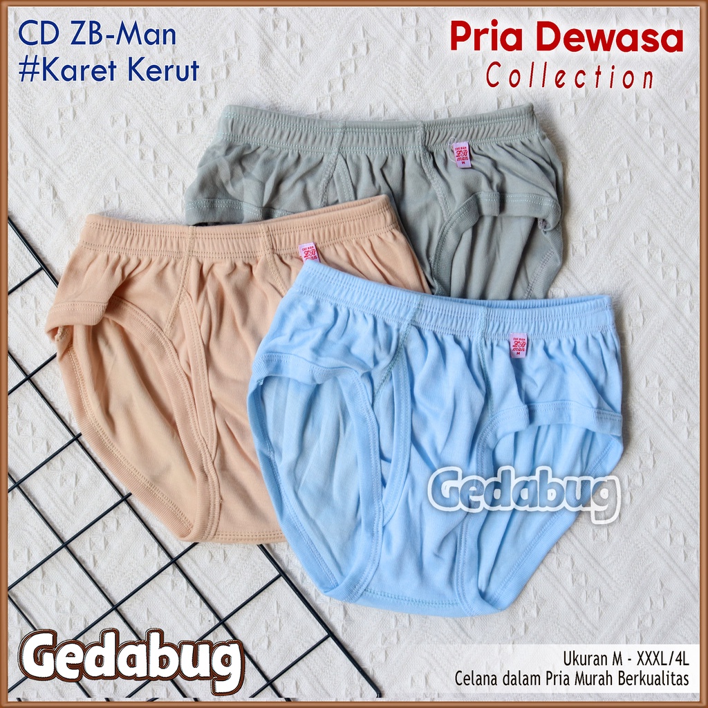 6 Pcs - CD Pria ZB Man karet Kerut | Celana dalam Pria dewasa Classic | Gedabug