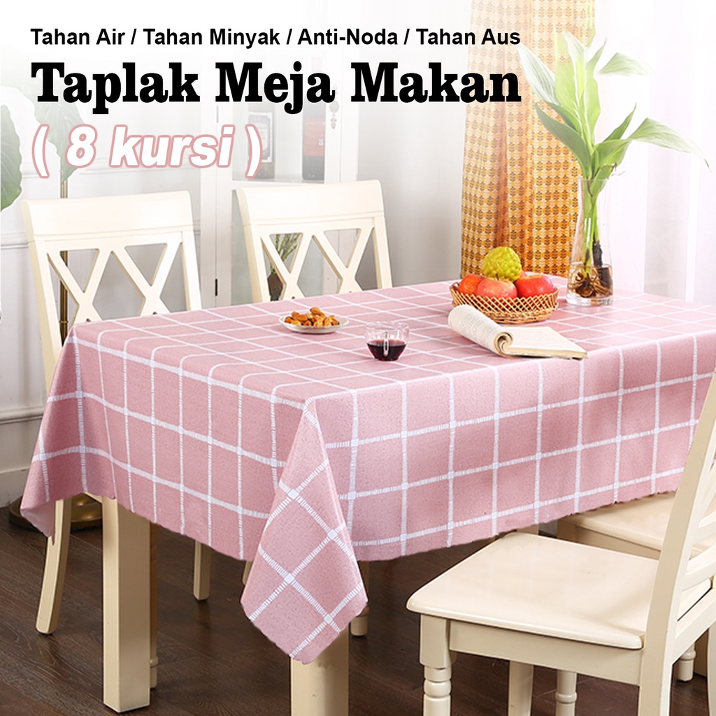 Lodoestar COD - Taplak Meja Makan 8 Kursi - Taplak Meja Motif Kotak Kotak Terbaru - D12-3A