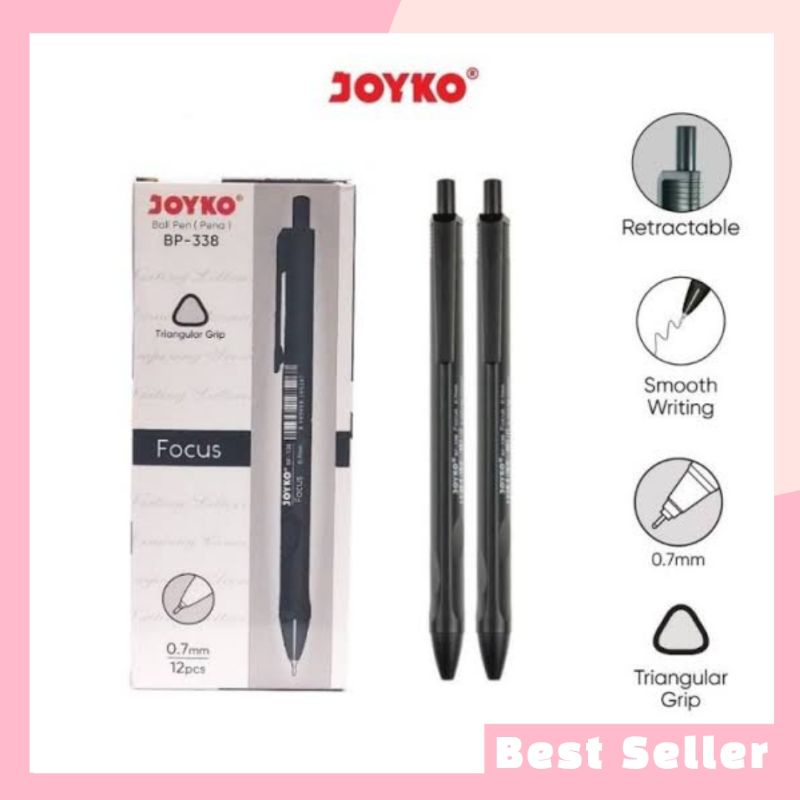 

Pulpen Joyko BP-338 Vocus 0.7mm Retractable Tinta Hitam 1 Pack Isi 12 Pcs