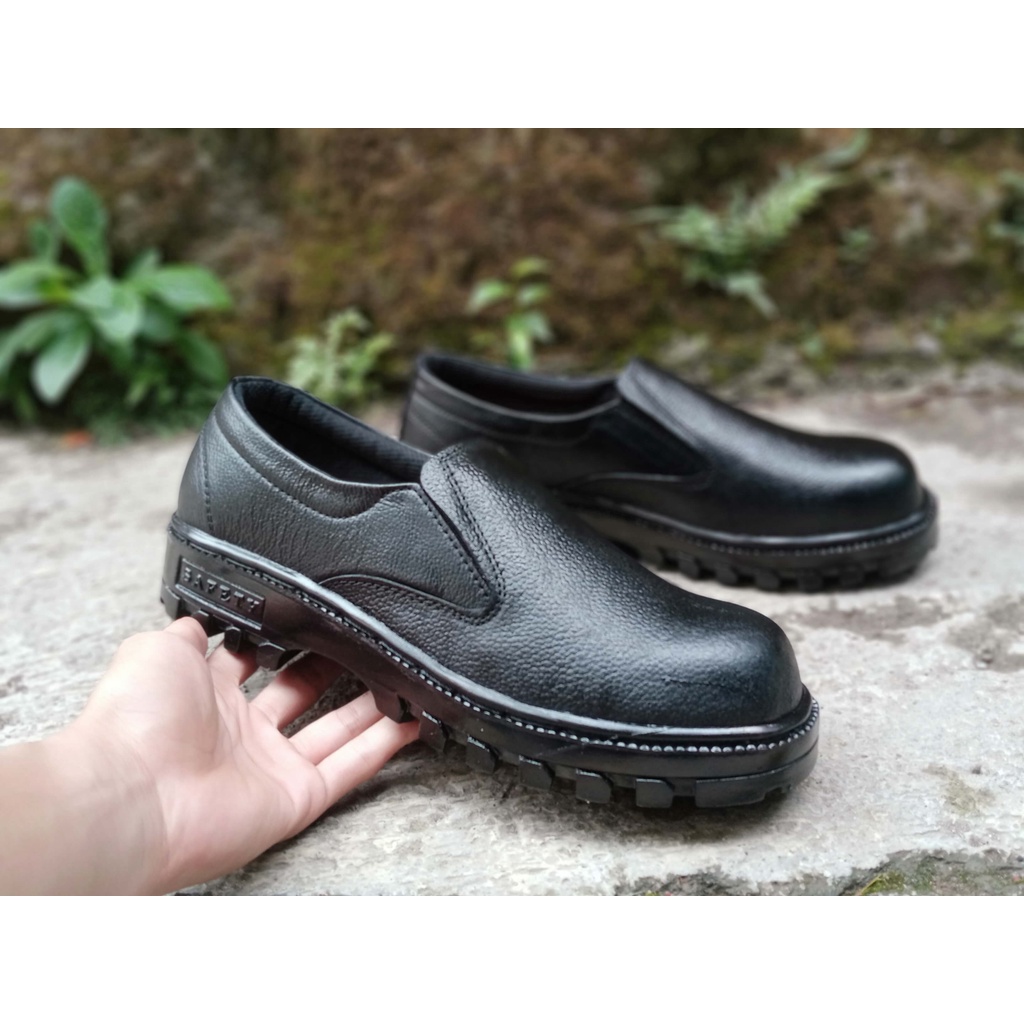 Sepatu Safety Pria King Slip On Karet Kulit Asli