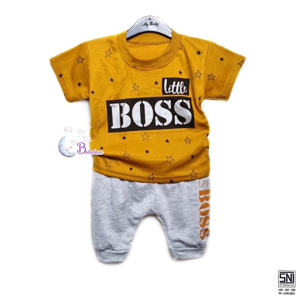 BOBOBAM  BAJU BAYI LAKI LAKI SETELAN ANAK COWO LUCU STELAN COWOK 6 12 BULAN KEREN TRENDY KEKINIAN BOSS