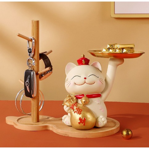 Key Storage Ornament Lucky Cat Key Storage Ornament Pindah Rumah Pintu Masuk Rumah Baru Ruang Tamu Hadiah Dekorasi Pindah Rumah