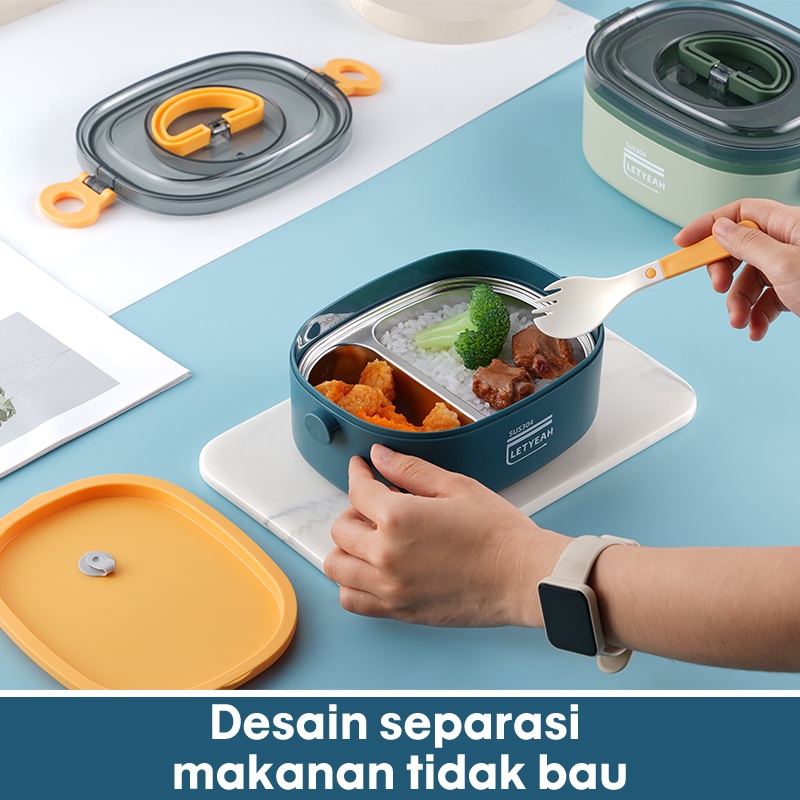 Letyeah &amp; Kaizenliving Bento Box Kotak Stainless Steel 304 Kotak Makan Dewasa Anak 800ML