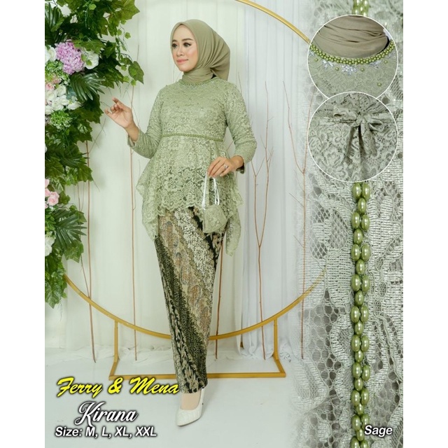 Permata Olshop / Setelan Blouse Kirana Brukat Payet Modern / Kebaya Wisuda / Kebaya Pesta Mewah / Kebaya Brukat / Kebaya Remaja / Kebaya Payet