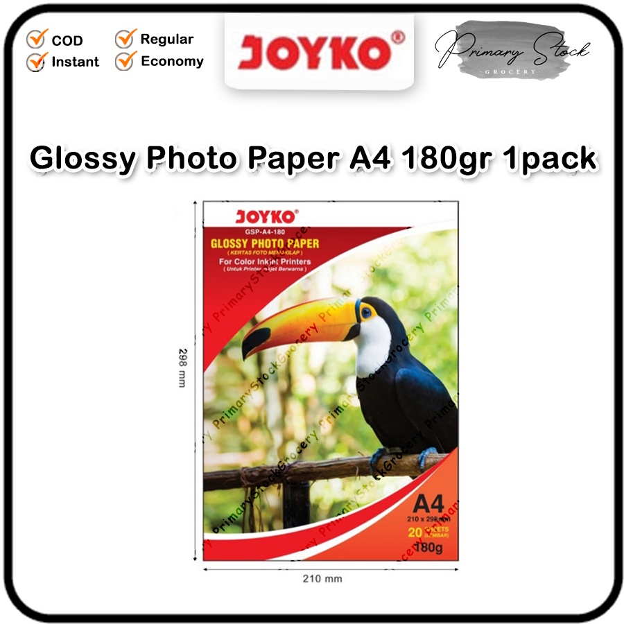 

Kertas Foto A4 Glossy Joyko 210gsm Photo Paper 210 gsm isi 20 Lembar Mengkilap GSP