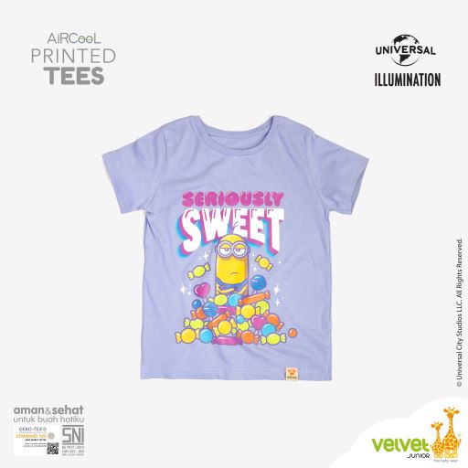 Velvet Junior Kaos Anak Perempuan - Printed Tees - Minion  - Minion Ungu