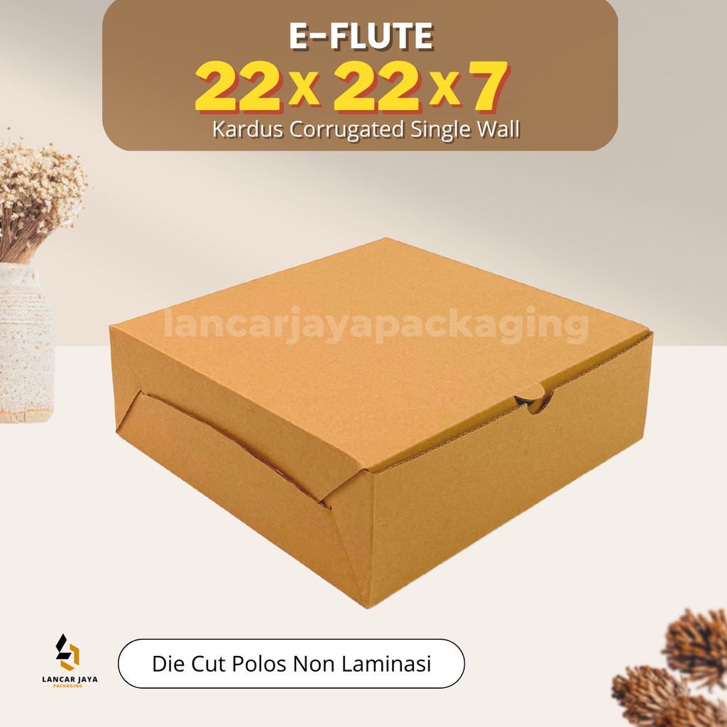 

E-FLUTE Box Kardus Coklat Packaging Olshop Souvenir Kotak Kado Hampers 22x22x7 cm