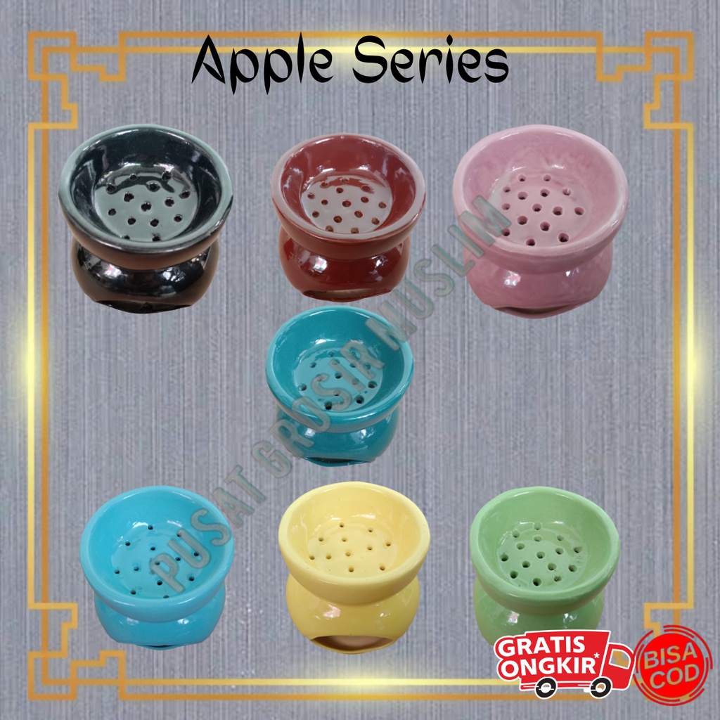 Grosir Tempat Bakaran Dupa Kramik Motif Apple Apel Buhur Wadah gaharu Bukhur Prapen Keramik