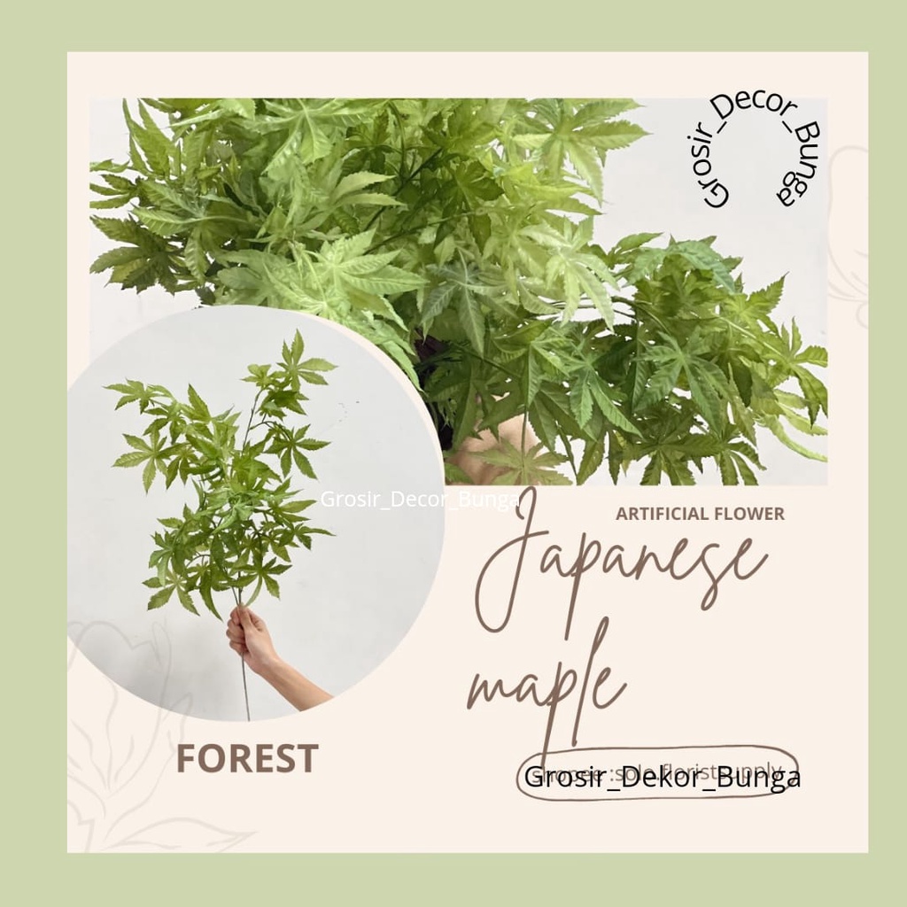 QC JAPANESE MAPLE LEAF Daun Plastik Palsu Artificial Dekorasi Willow Leaves Bunch Daun Willow Leaf/D