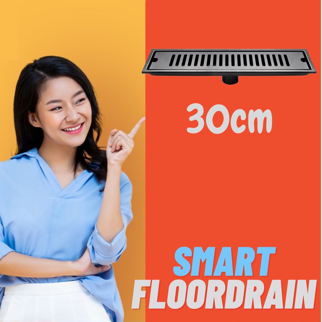 Smart Drain Tile insert Stainless Hitam 30cm / floor drain saringan Got anti banjir dan serangga Stainless SUS 304