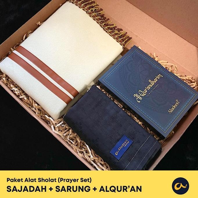 Paket Alat Sholat - Sajadah, Alquran, dan Sarung Tenun Aladeen