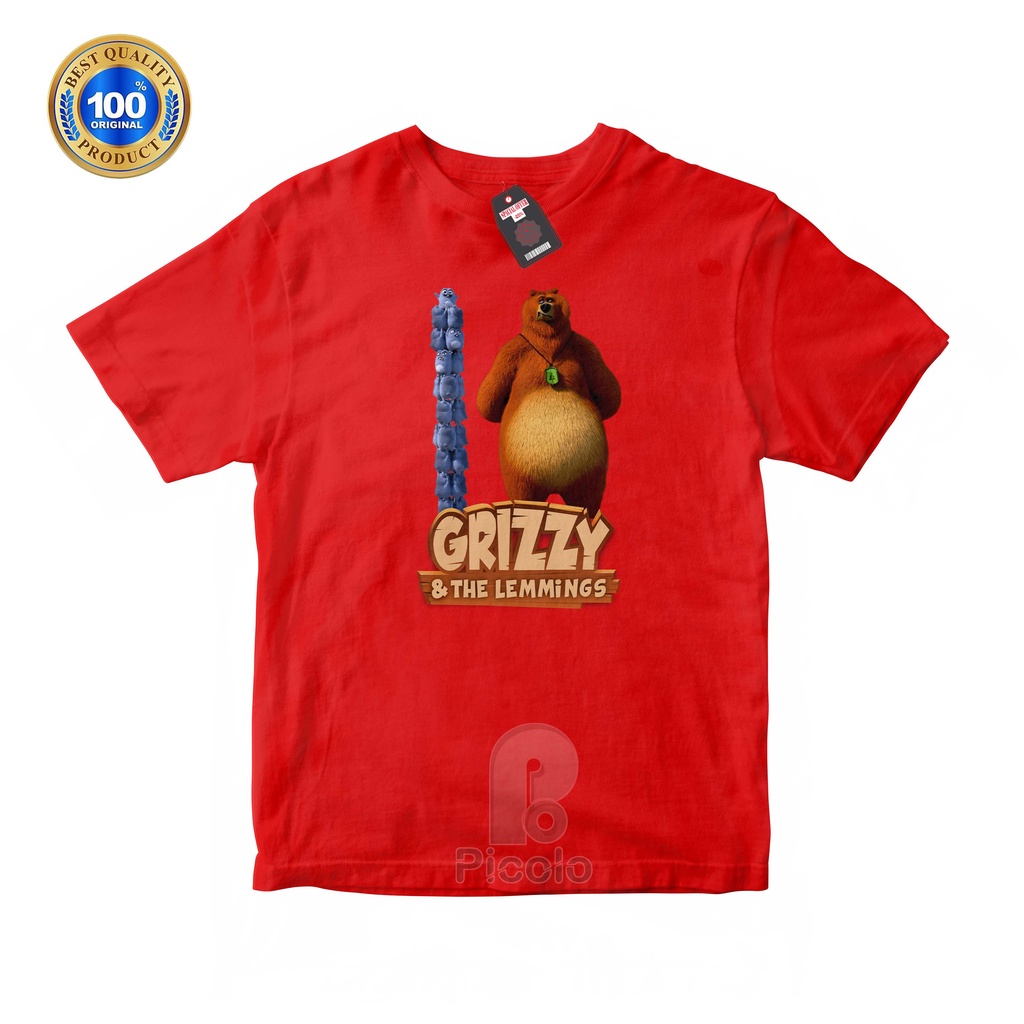 (FREE NAMA) BAJU KAOS ATASAN ANAK MOTIF KARTUN GRIZZY  AND THE LEMMINGS UNISEX Bahan COTTUN