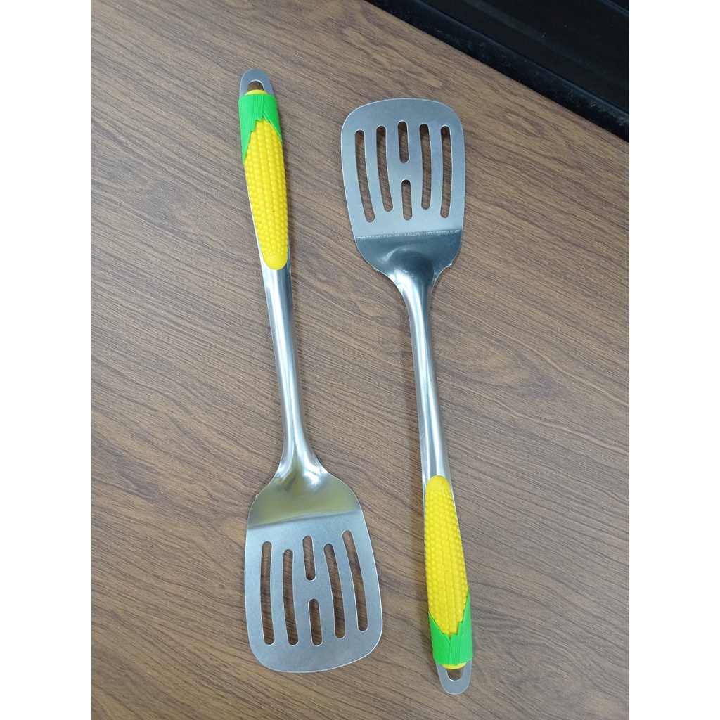 Spatula Stainless - 558-3 / Sodet Kipas Stainless Gagang Motif Jagung