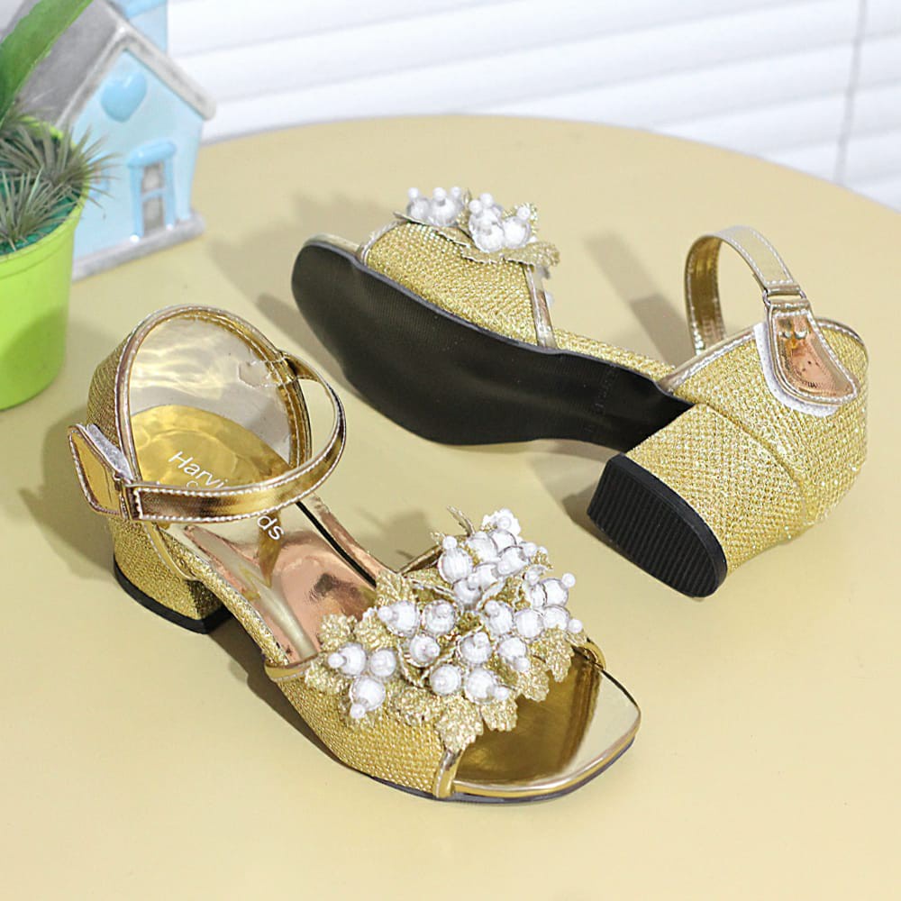 Sandal hak tinggi anak perempuan motif mute