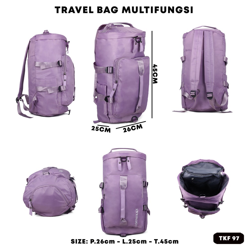 DHASHOP Tas Travel Kapasitta Besar Multi-fungsi Portable Ransel Putaran Barel TKF 97