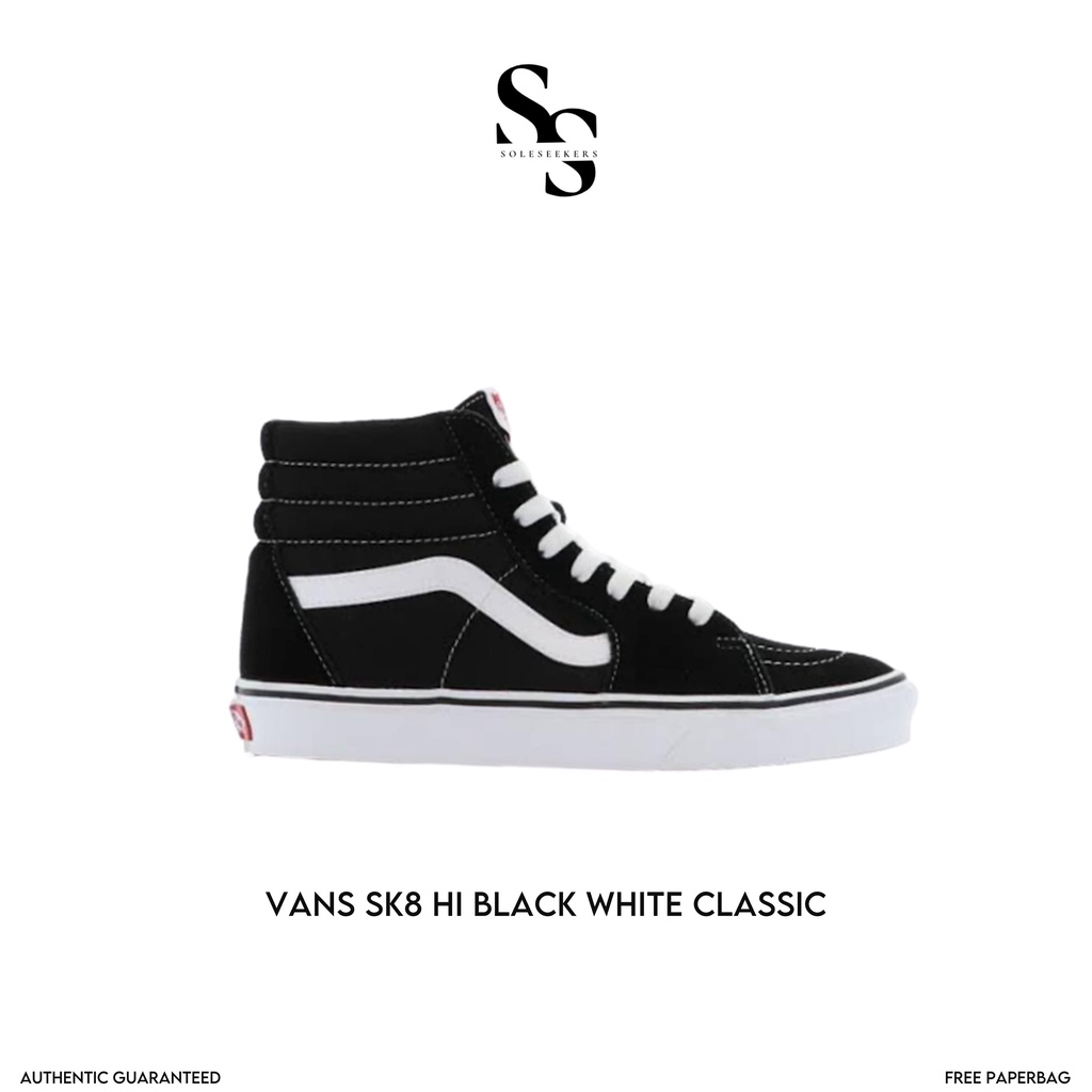 Sepatu Vans Sk8 Hi Original Black White Sk8 High Sepatu Sneakers Vans Pria Wanita Original 100%