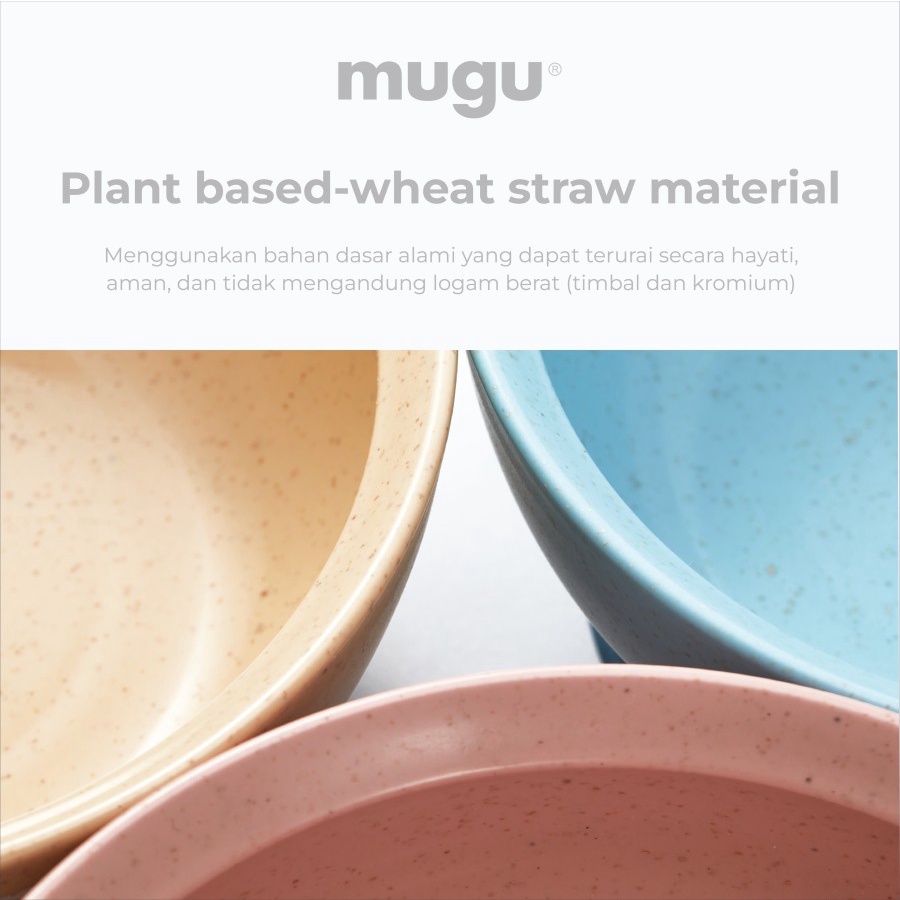 MUGU WHEAT STRAW ANTISPILL SUCTION BOWL 450ML Tempat Makan Anak