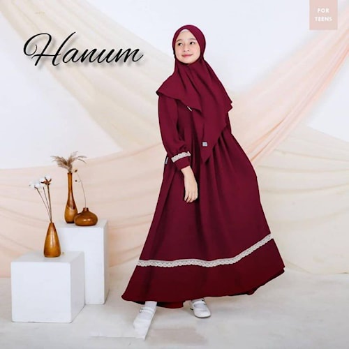 Setelan Gamis Lebaran Anak Perempuan Tanggung Umur 11 12 13 14 15 16 Tahun Stelan Fashion Muslim Rem
