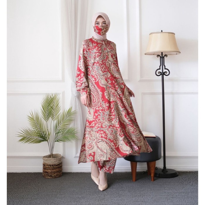 ONE SET SETELAN LONG TUNIK + CELANA SETELAN MONGOL1 WANITA MUSLIM ABO