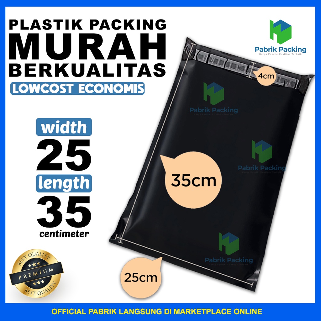 

Polymailer Low Cost Ekonomis Amplop Packaging Olshop Hitam 25x35cm