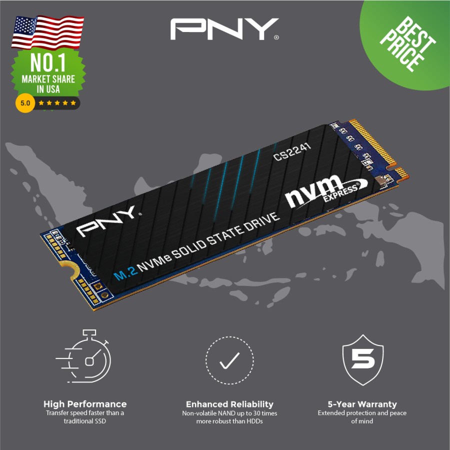 SSD PNY NVME CS2241 500GB I 1TB | 2TB Gen 4x4|PENGGANTI CS2140