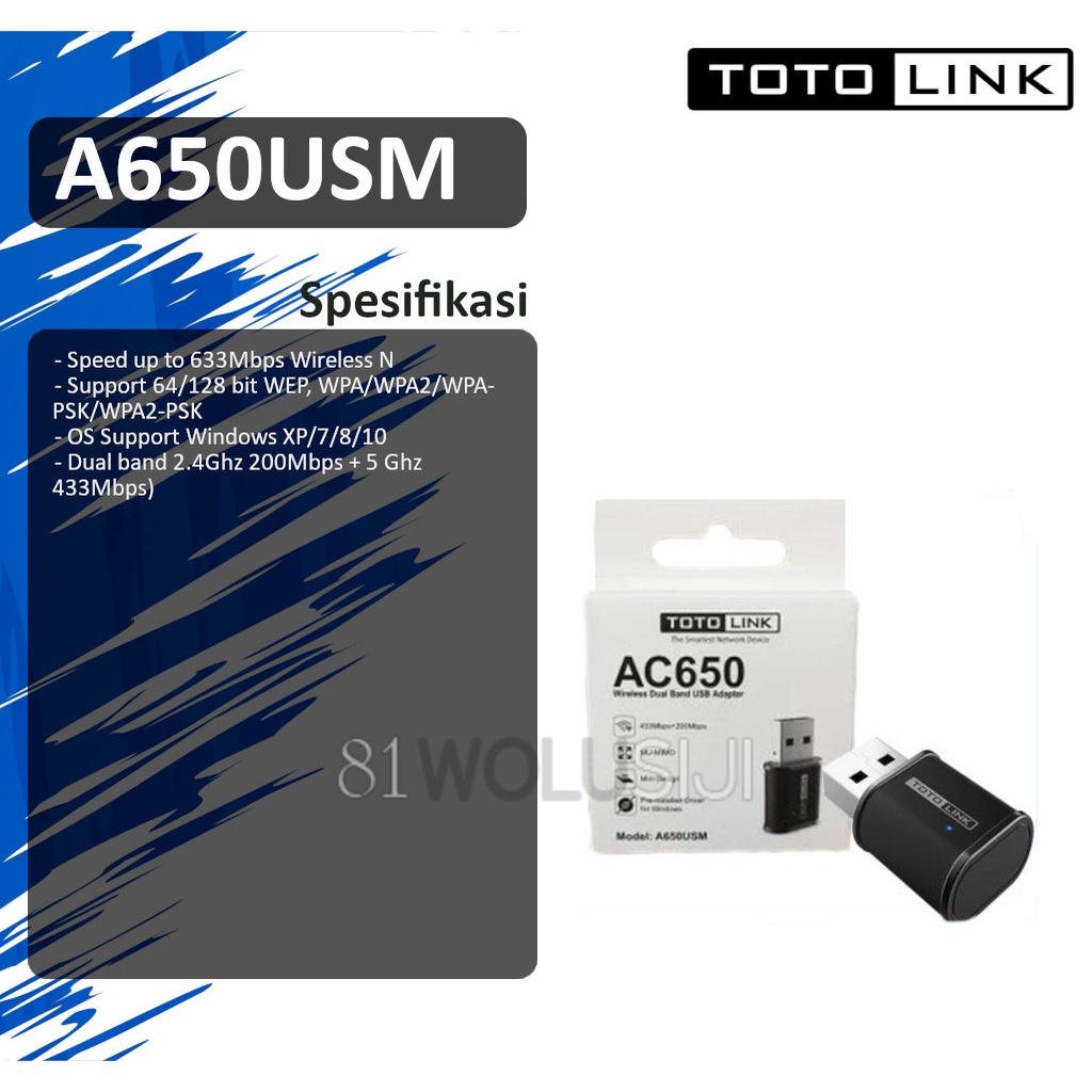 USB Adapter Totolink A650USM wireless AC dual band 2.4/5Ghz