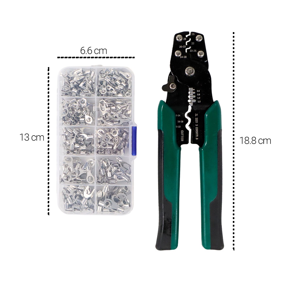 Terminal Wire Crimp Connector Kit 320 PCS + Plier -Stripping 120 PCS - Konektor Kawat - Terminal Kawat Konektor Spade Set Listrik - Konektor Lugs Terminal Kawat Listrik