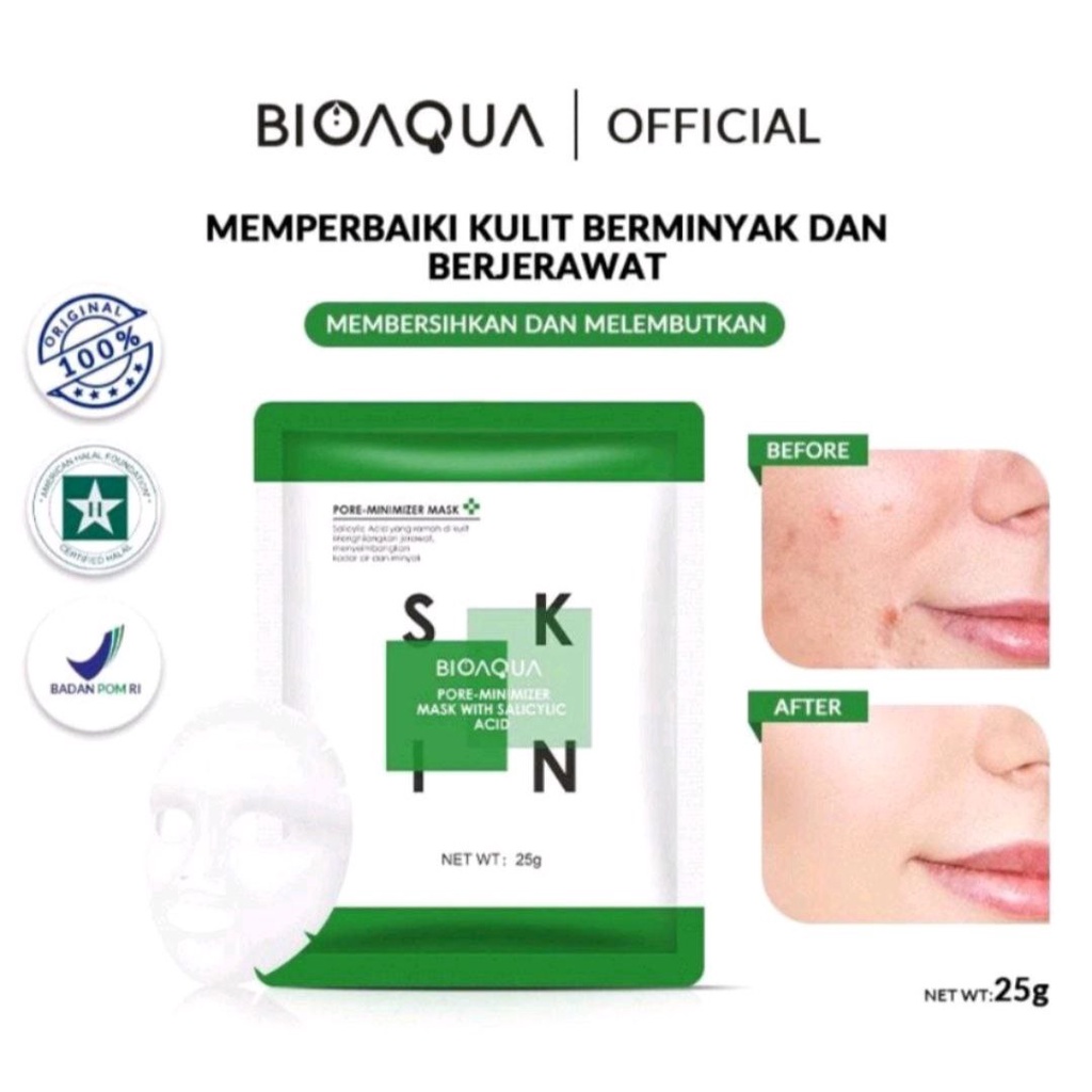 BIOAQUA PORE MINIMIZER MASK WITH SALICYLIC ACID / MASKER WAJAH JERAWAT