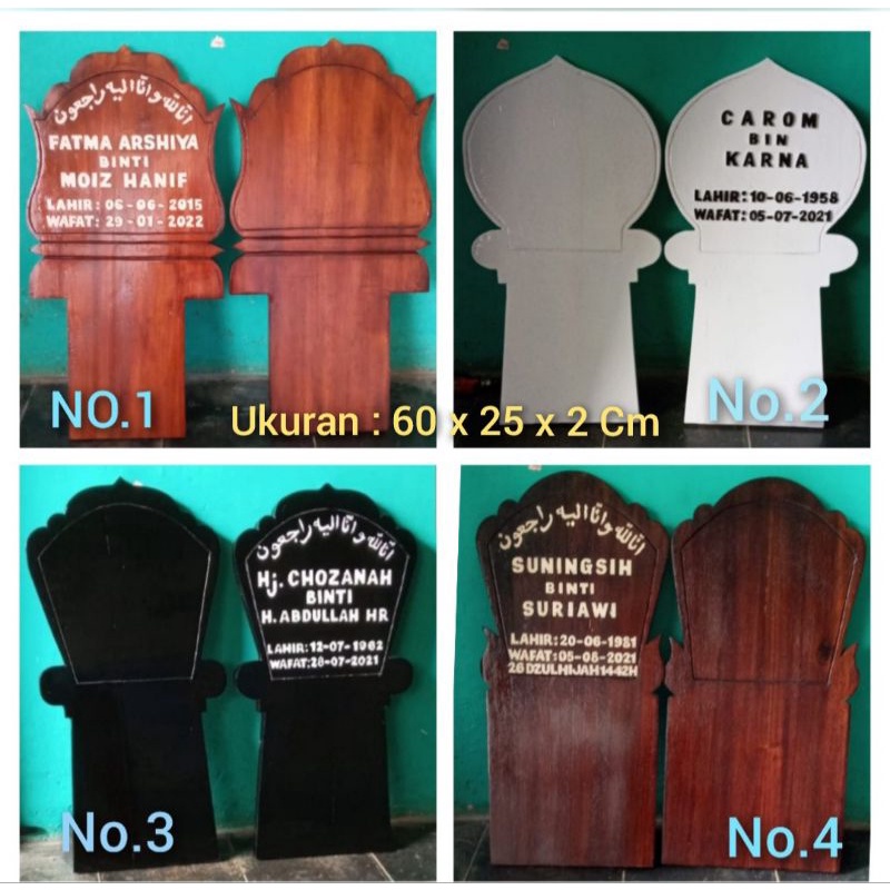 Papan Nisan kayu Sepasang 60 x 2 x 25 cm Clasik nisan kayu sepasang